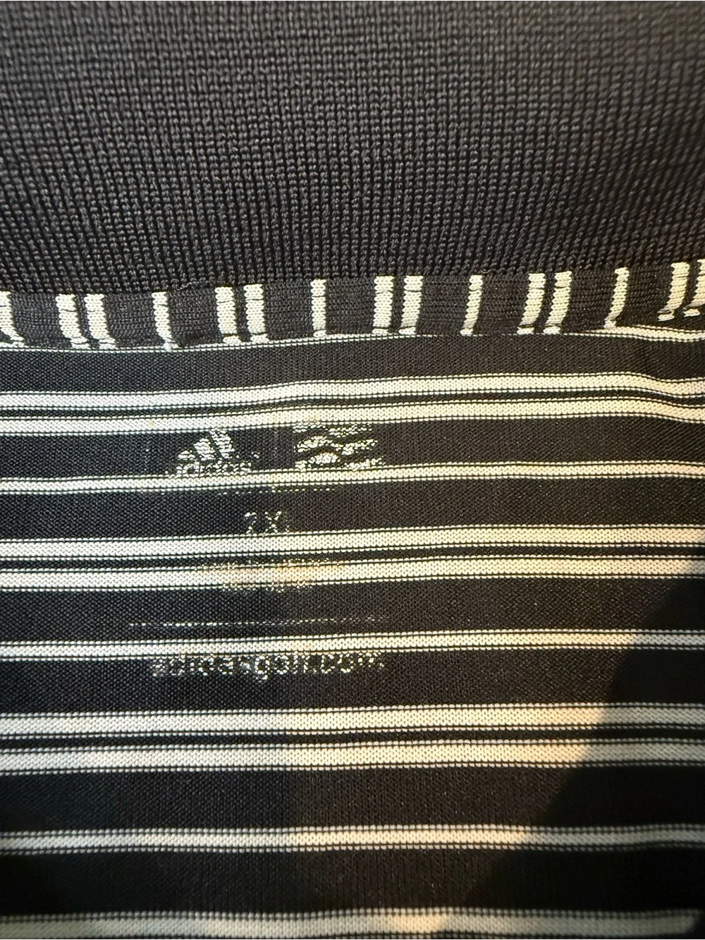 adidas Men's Black and White Striped Polo